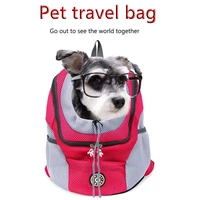 2020 new arrive out double shoulder portable travel backpack outdoor pet dog carrier bag pet dog front bag mesh backpack head