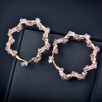 kioozol crystal stones weave big hoop earrings for women bridal fashion wedding jewelry accessories 372 ko1