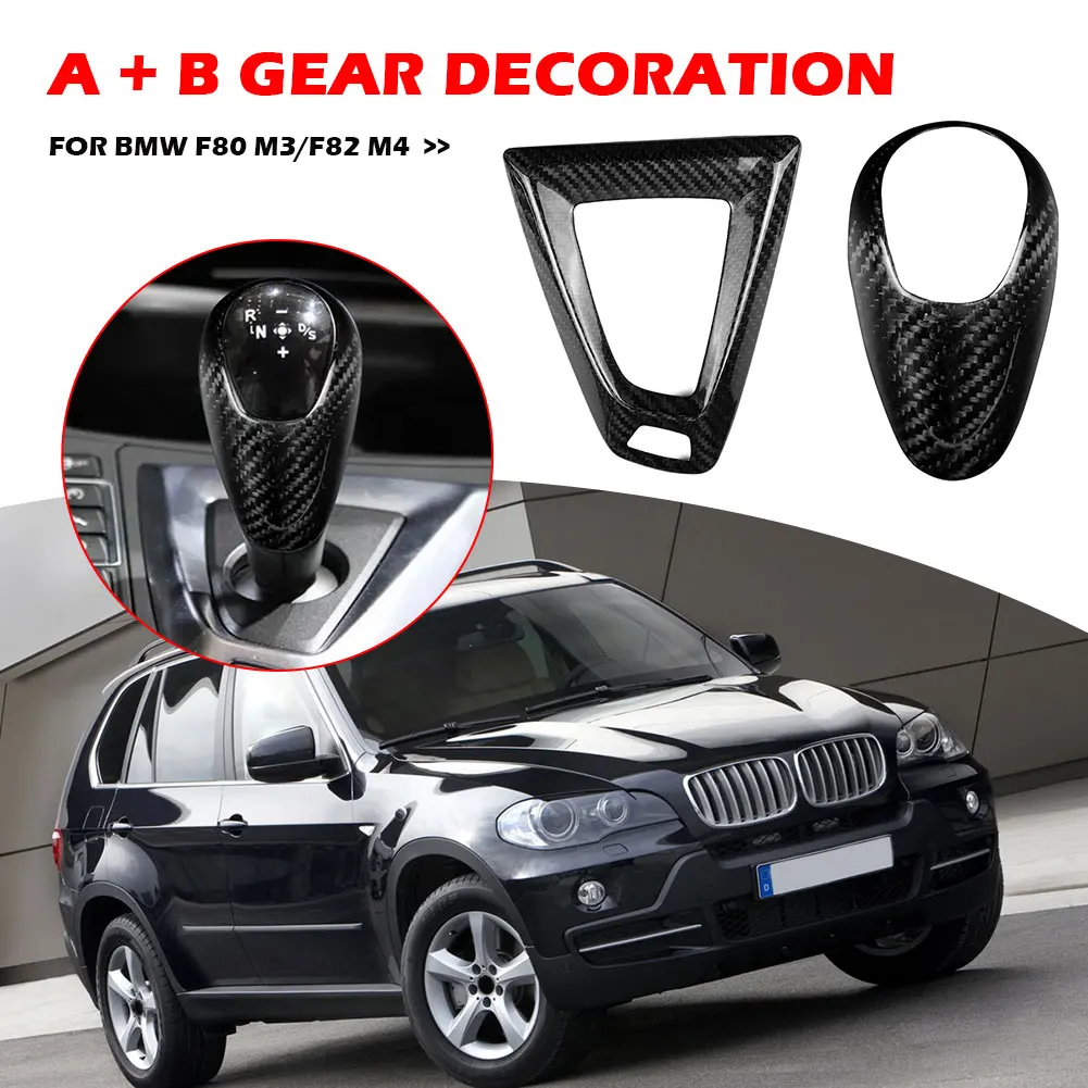 

2pcs LHD Carbon Fiber Gear Shift Knob Base Cover Car Styling Trim Stickers for BMW M Series Auto Accessories
