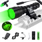XM-L T6 светодиодный тактический фонарик вспысветильник 8 зеленыйкрасныйбелый водонепроницаемый фонарь для охотничьей винтовки + крепление для прицела + переключатель + 18650 + зарядное устройство