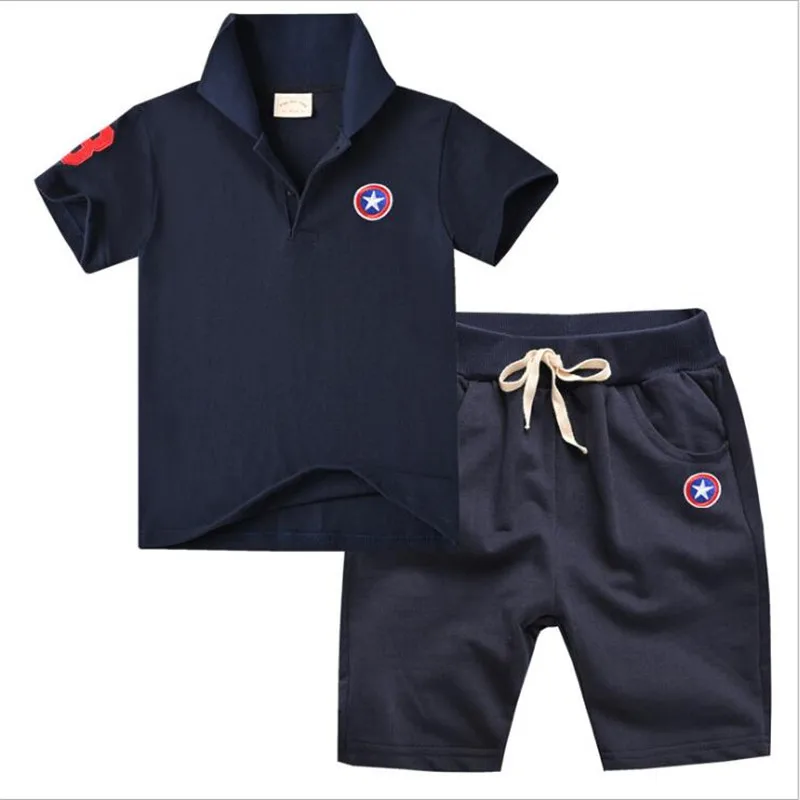 Детская одежда летний спортивный костюм супермена для мальчиков Модная рубашка