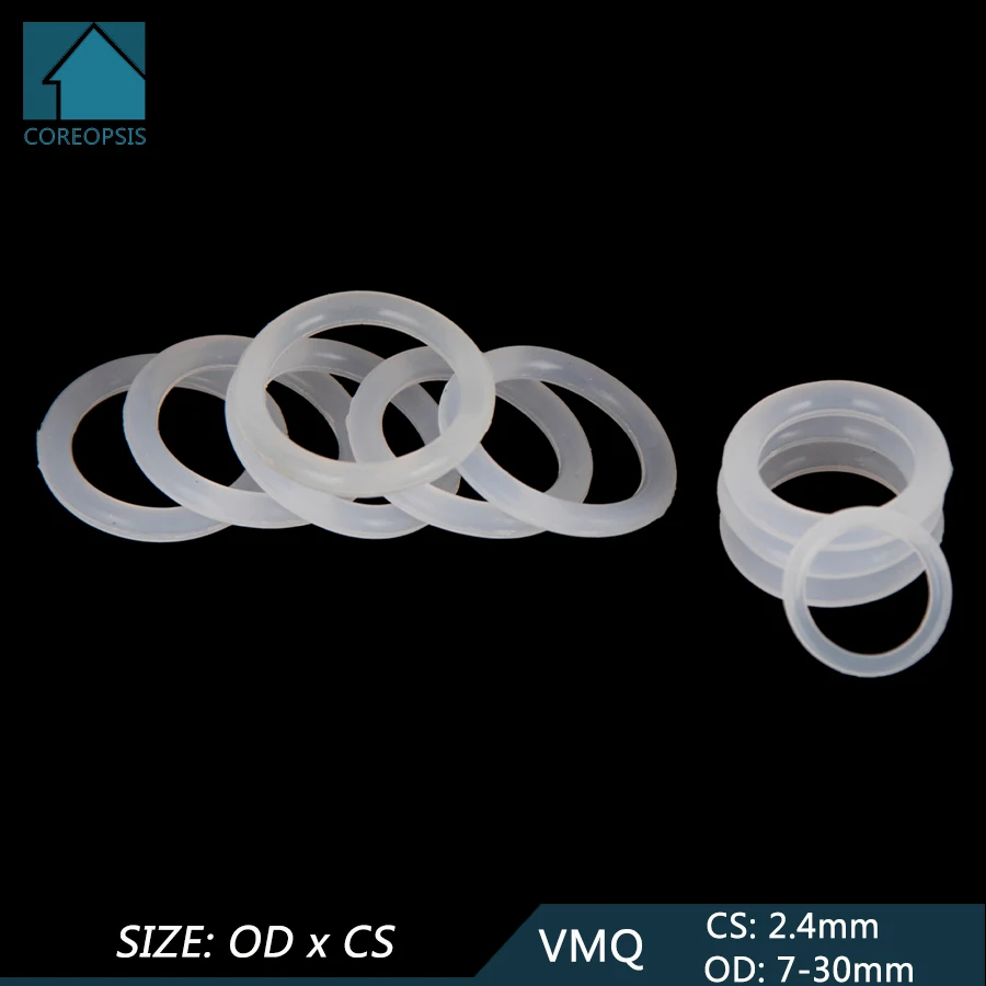 

50pcs VMQ Silicone Rubber Sealing O-ring Replacement White Seal O rings Gasket Washer OD 6mm-30mm CS 2.4mm DIY Accessories S80