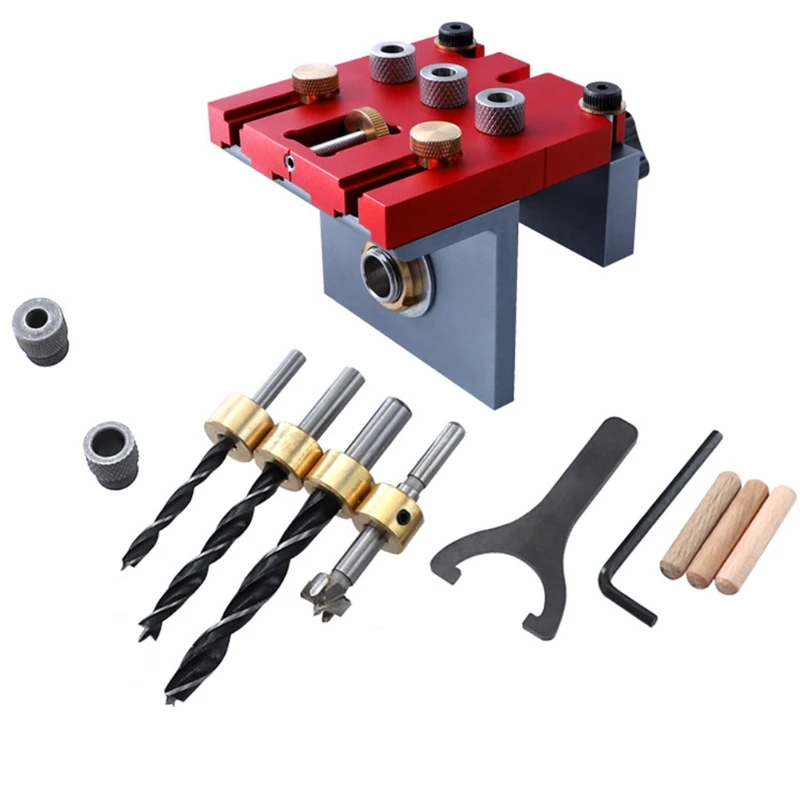 Woodworking Hole Opener 3-in-1 Jig Kit Drill Guide Locator Aluminum Alloy Tools C7AD