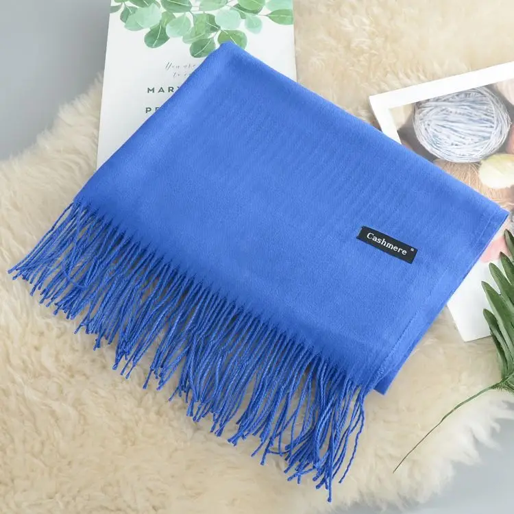 Кашемировый женский шарф новая теплая шаль Foulard Femme пашмины платок Шерстяной палантин голова шеи длинные зимние шарфы для женщин - Цвет: Royalblue Scarf