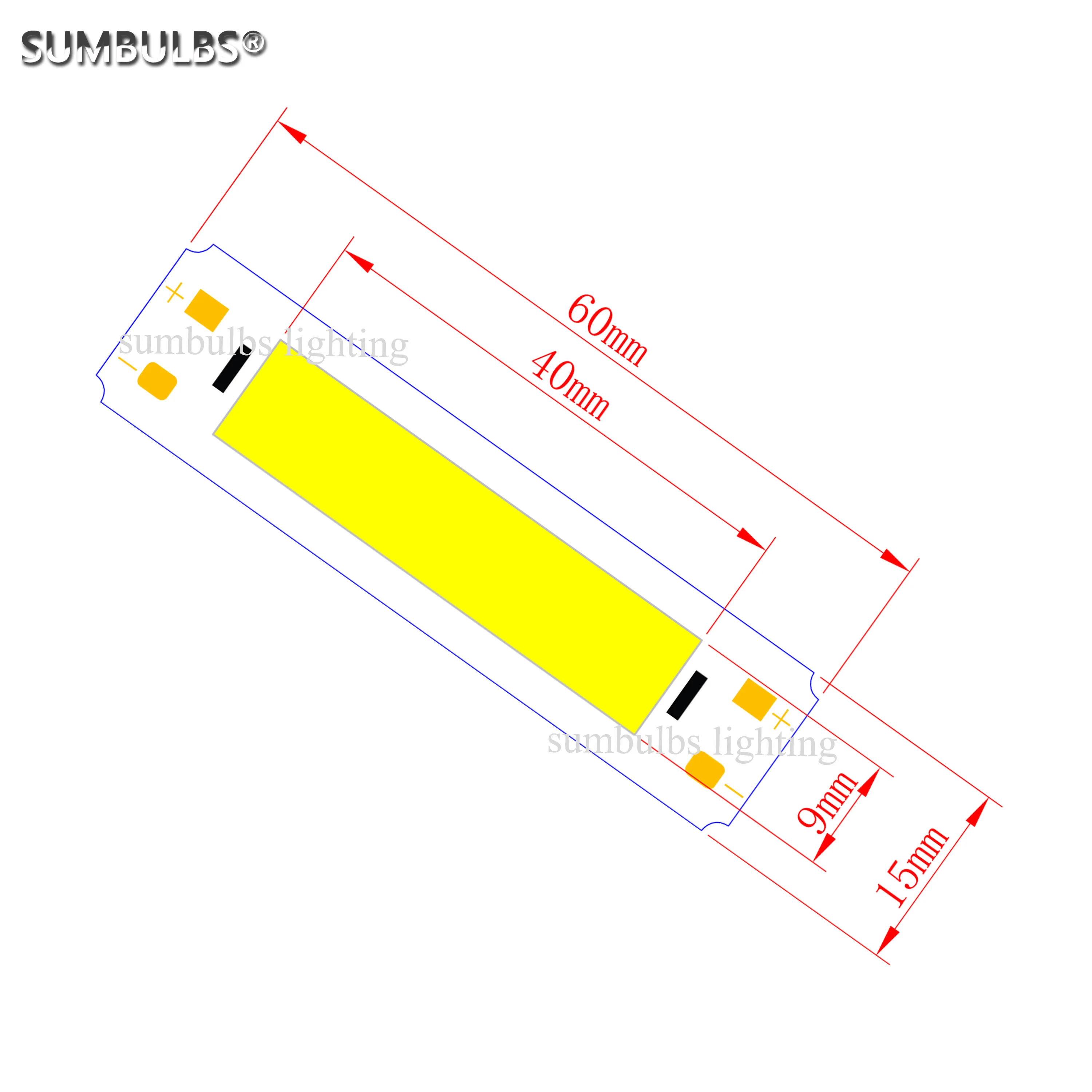 SUMBULBS 5V Input cob led bulb strip light source for DIY USB led lighting 2W 60*15mm 6cm bar lamp chip warm cold white images - 6