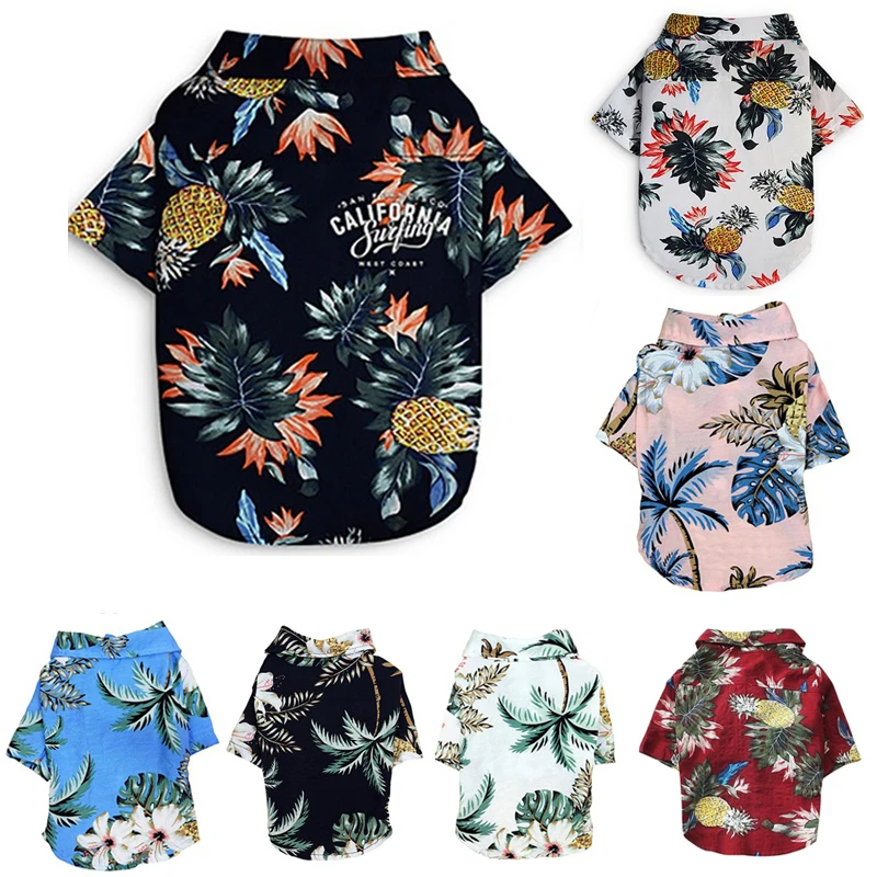 

Summer Pet Printed Clothes For Dogs Floral Beach Shirt Jackets Dog Coat Puppy Costume Cat Spring Clothing Pets Outfits
