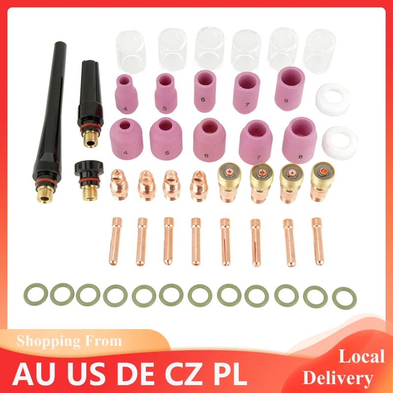 49 шт. TIG сварочный фонарь короткие газа объектив алюминиевые насадки аксессуары