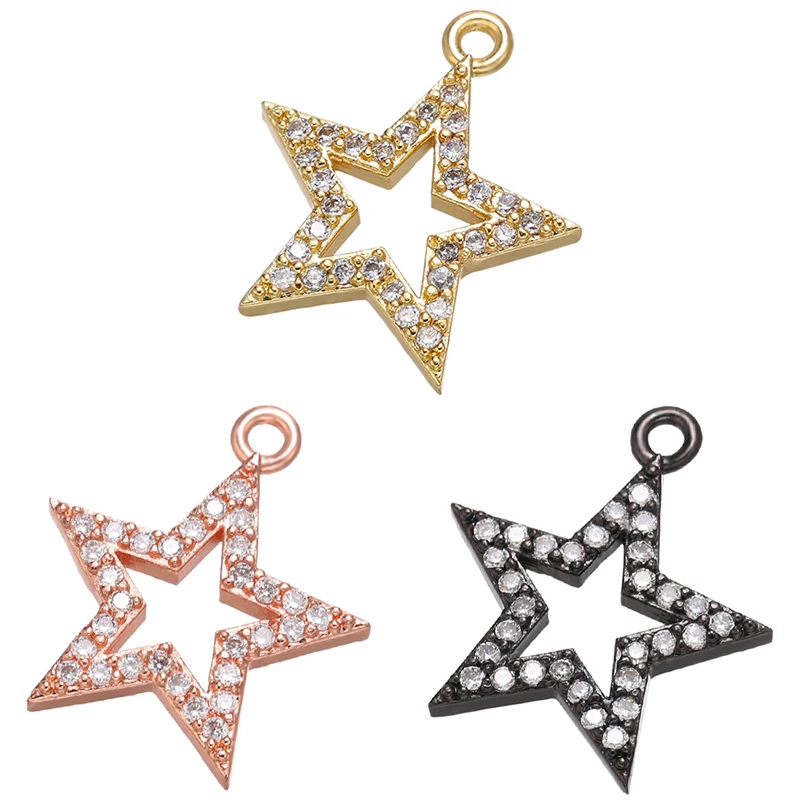 

ZHUKOU 15x17mm crystal star necklace pendant for women DIY handmade necklace jewelry Accessories making findings model: VD651
