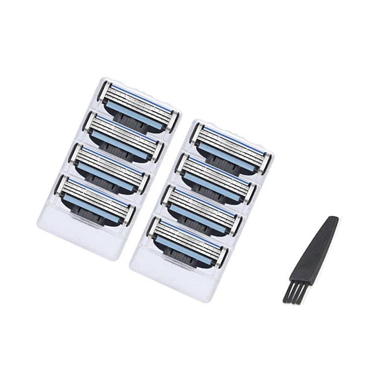 

8pcs Men's Safety Razor Blades 3Layers Shaving Cassette Stainless Steel Safety Blades Beard Manual Shaver replacement head