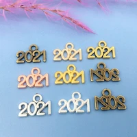 50pcs 7 color 2021 numbers charms zinc alloy pendant earrings handmade diy fashion bracelet necklace jewelry crafts accessories