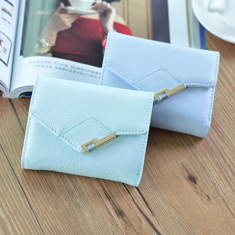 

Hot New Women's Wallet Women's Short Style Simple Fashion Buckle Wallet Leather Wallet Ticket Holder