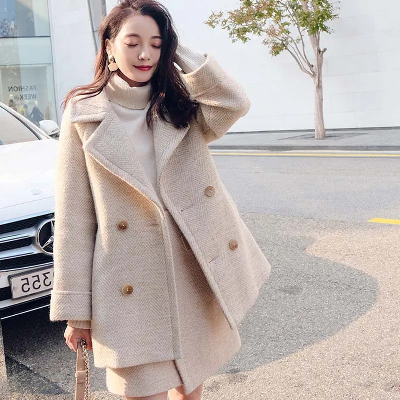 

Small Children Autumn And Winter New Small Fragrant Wind Long Woolen Coat Skirt Suit Female Fashion Foreign Air Two-piece