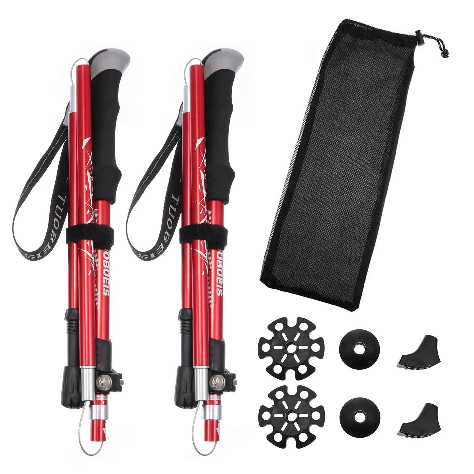 

1 Pairs Trekking Poles Folded Aluminum Alloy Collapsible With Storage Bag Hiking Poles Adjustable Quick Lock For Hiking Outdoor
