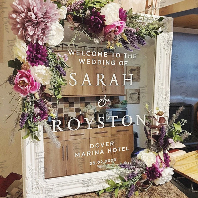 Наклейка на стену с именем жениха и невесты заказ настенный постер Свадебный