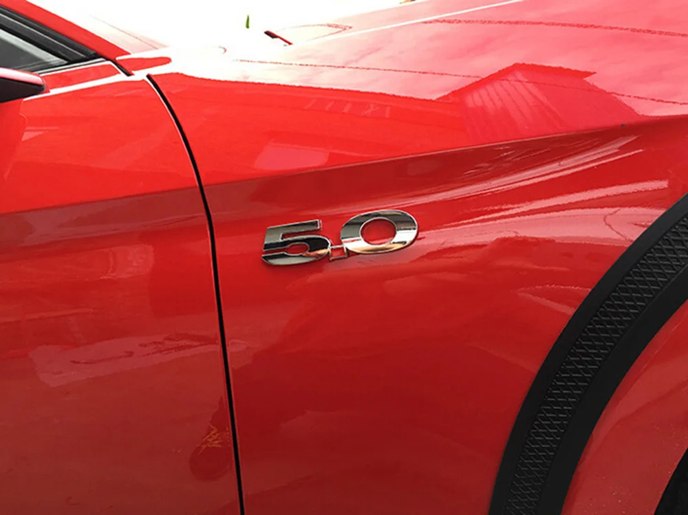 3D 5,0 эмблема разрядка этикетка односторонний значок украшение для Ford Mustang автомобиля боковое крыло багажник обшивка кузова черный серебристый