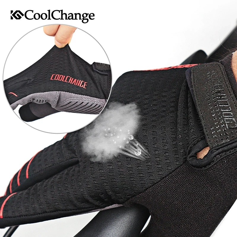 

CoolChange Men's Cycling Gloves Long Finger Gel Pad Sport MTB Bike Touch Screen Bicycle Full Finger Glove Guantes Ciclismo