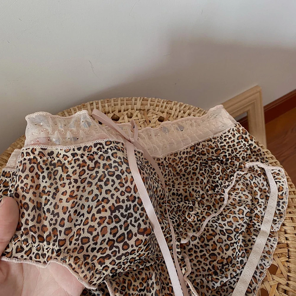 

Leopard Print Panties Fashion Women's Intimates Ladies Panties Sexy Lace Bow Ladies Underwear