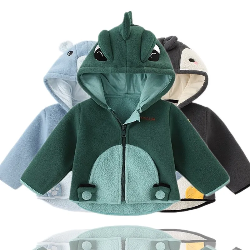 

Флисовая Куртка с капюшоном для новорожденных мальчиков с мультяшным рисунком для младенцев модели детской одежды LC230