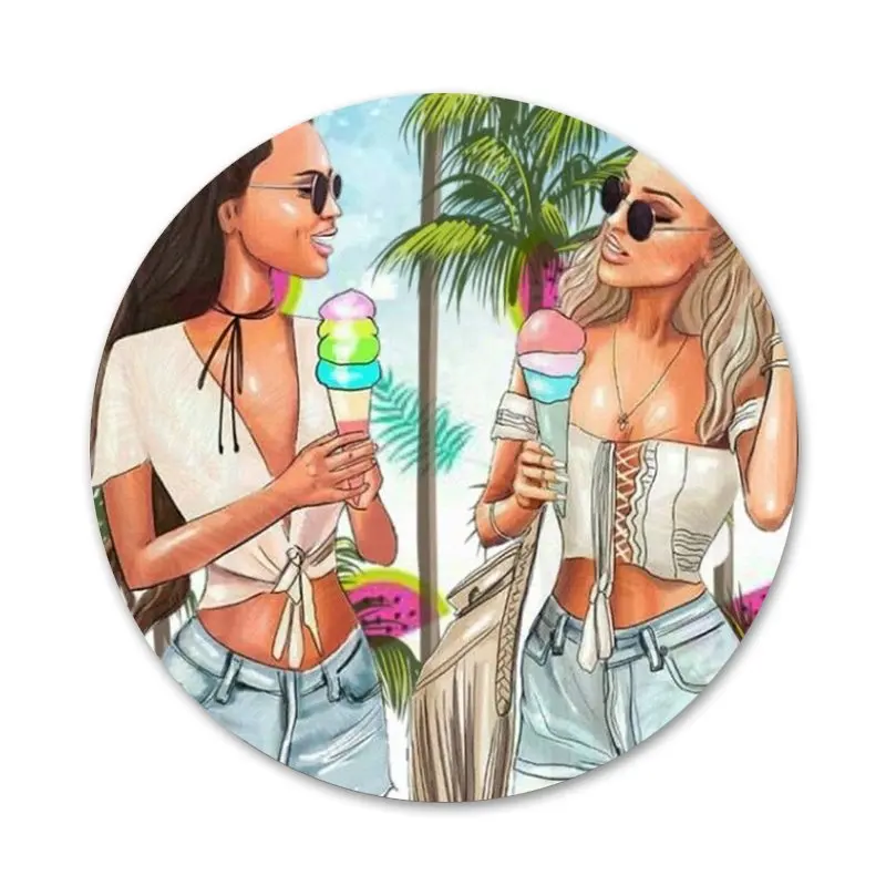 

58mm Girl Summer Trave Badge Brooch Pin Accessories For Clothes Backpack Decoration gift