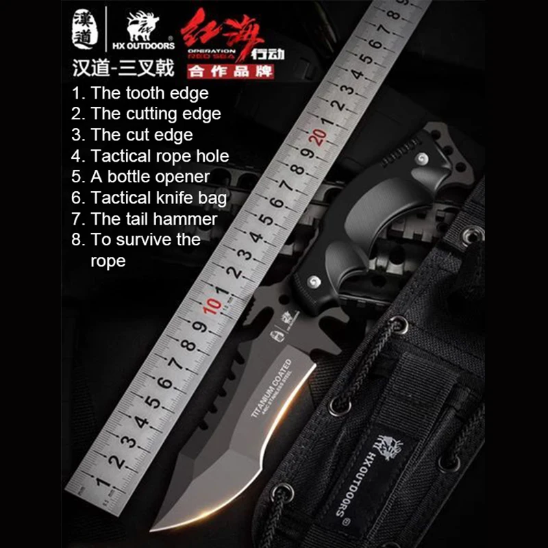 Нож для выживания Hando Trident 440C карманный тактический прямой клинок с рукояткой K10