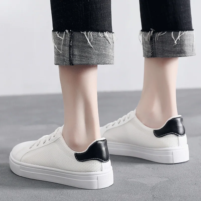 Small White Shoes 2020 Summer Women's Mesh Air Breathable Flats Bottom Female Comfortable Sneaker Casual Walking Shoes for Women
