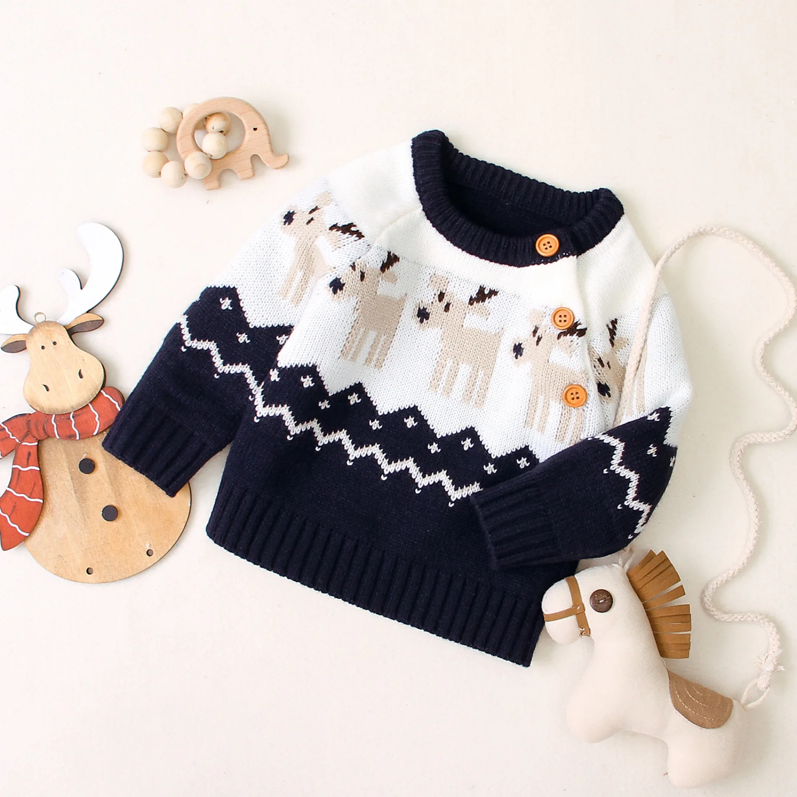 

Autumn Baby Boys Sweaters Coat Kids Knitting Pullovers Tops Toddler Cartoon Long Sleeve Warm Sweaters