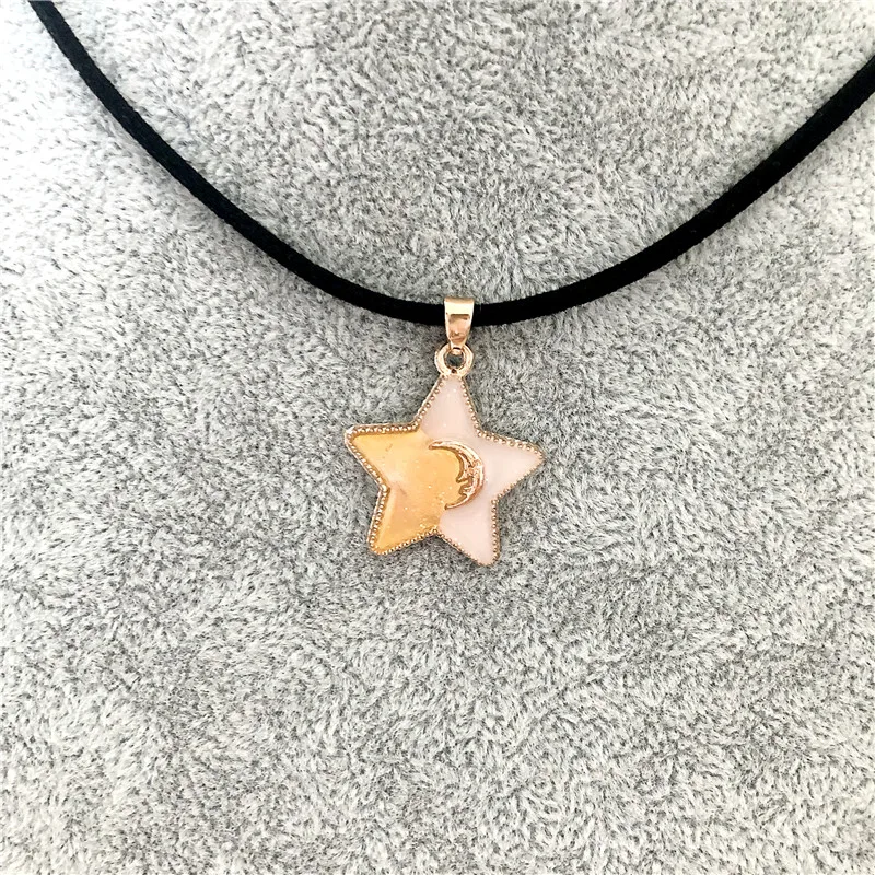 

2019 Fashion Starry Sky Necklace Collares Dream Girl Heart Star Moon Pendants Maxi Statement Chokers Necklace For Women Jewelry