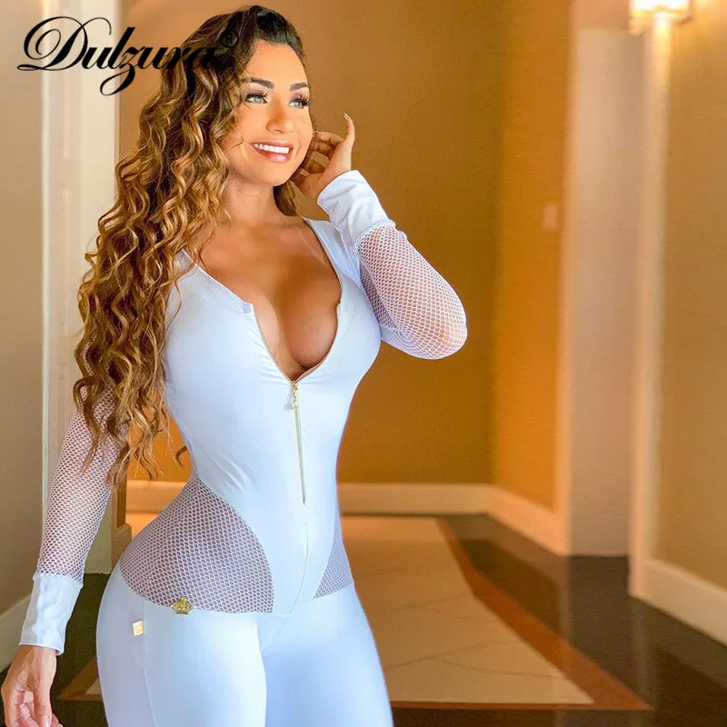 Женский сетчатый комбинезон с длинными рукавами Dulzura облегающий спортивный