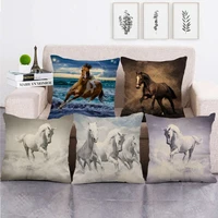 sofa pillowcase animal horse print throw pillowcase home decoration cushion cover linen pillowcase square pillow 45x45cm