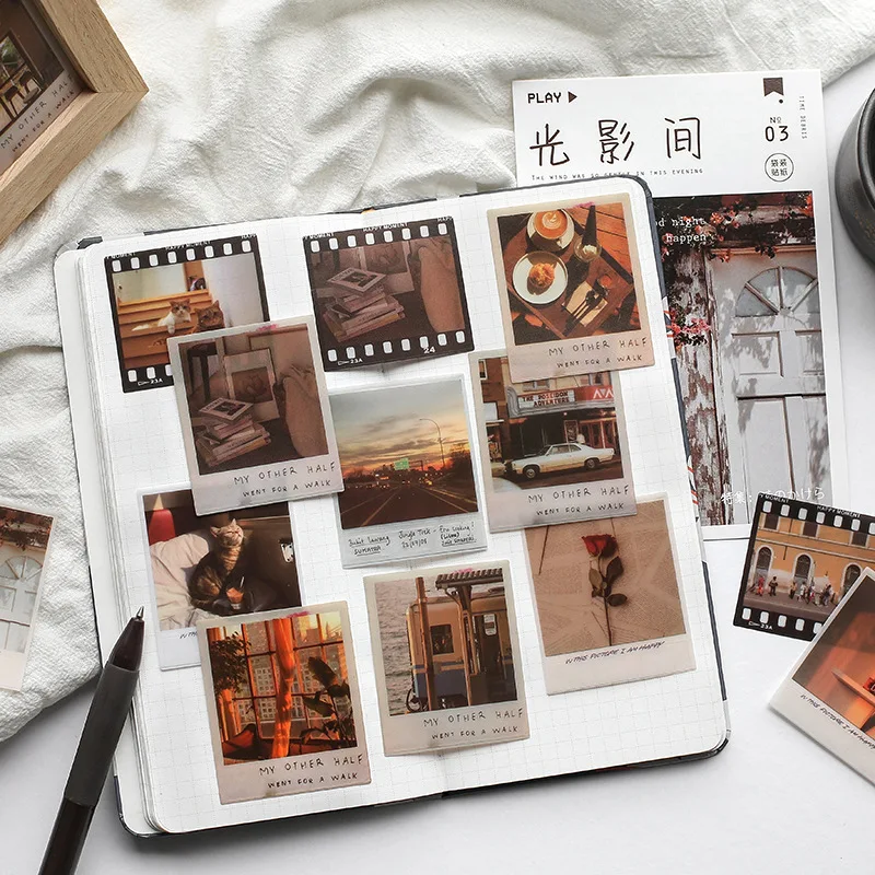 

40pcs/pack Decorative Sticker Set Vintage Leisure Life Pattern Adhesive Stickers Diy Craft Label For Scrapbook Album Diary Book