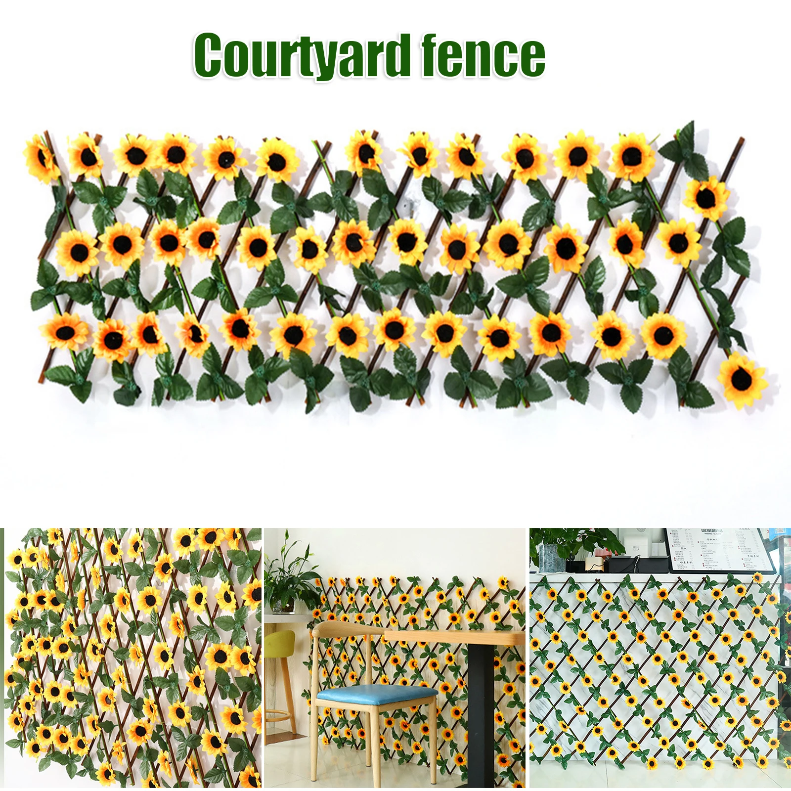 

Simulation Fence Flower Balcony Outdoor Retractable Wood Fence Sunflower Decorative Courtyard Guardrail JDH88