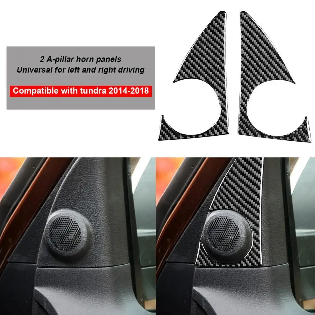 

Lightweight 2Pcs Excellent Carbon Fiber Loud Speaker Panel Trim Cover Black Loud Speaker Sticker Wear-resistant