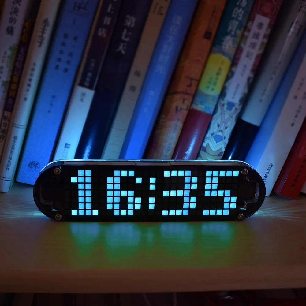 

Office Electronic High Accuracy Digital Dot Matrix LED Alarm Clock Kit With Transparent Case Temperature Date Time Display
