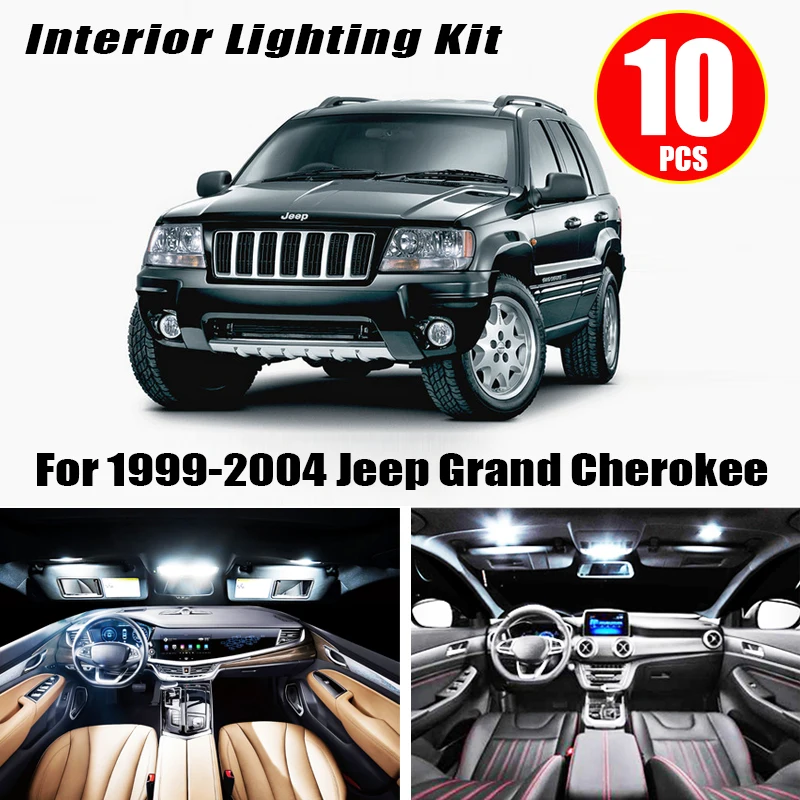 10 шт. комплект светодиодных ламп Canbus для салона 1999 2004 Jeep Grand Cherokee|Сигнальная лампа|