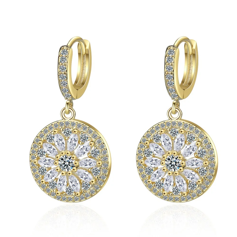 

Rose Gold Real Diamond Earrings Round Hollow Wedding Pure Gemstone For Women Peridot Bizuteria Drop Earring Jewelry Orecchini