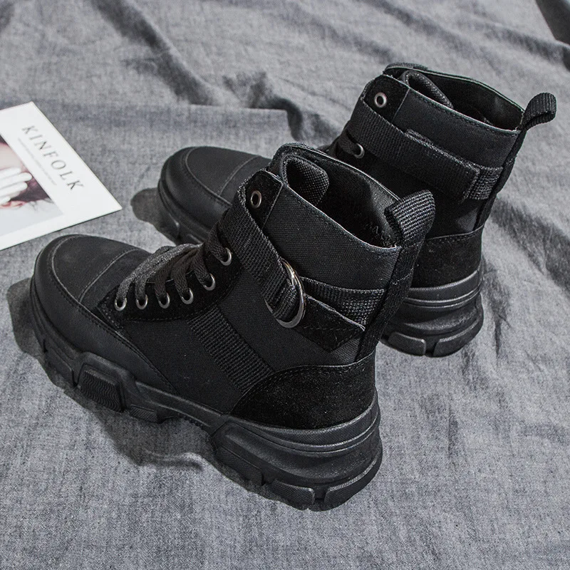 Женские ботильоны военные ботинки на платформе в британском стиле женская обувь