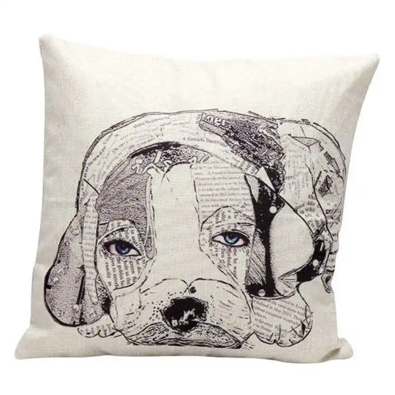 Vintage Cute Owl Dog Animal Pillowcase Cotton Linen Printed Cushion Cover For Office Home Pillow Covers 45*45cm | Дом и сад