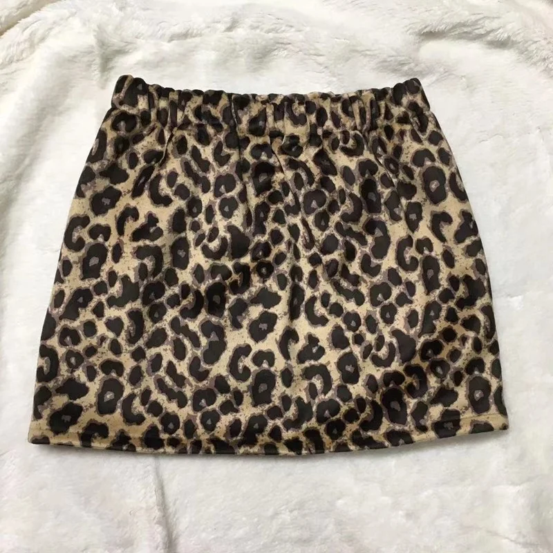 

1-7 Y Baby Girls Leopard Print Bottom Skirts Fashion Spring Autumn Winter Children Clothes Kids Girl Thin / Thick Warm Skirt