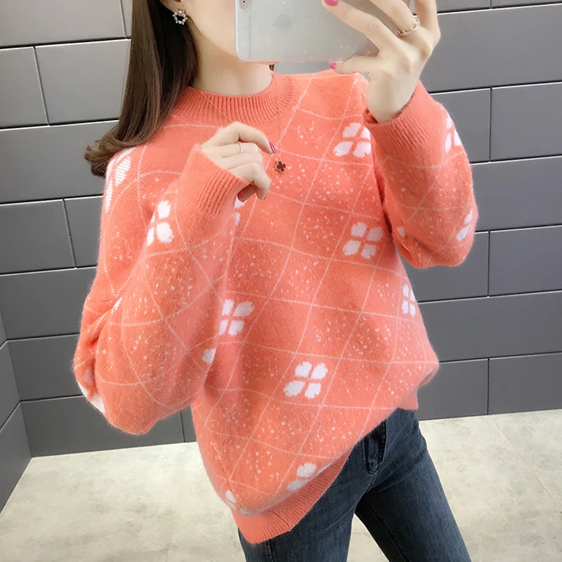 TIGENA 2019 Fall Winter Women Sweaters and Pullovers Korean Fluffy Cute Long Sleeve Sweater Female Green Blue Jumper | Женская одежда
