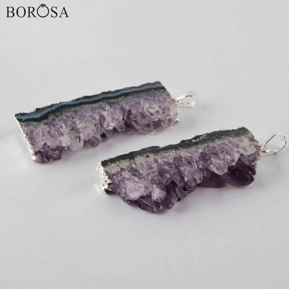 5/10 шт. подвески серебряного цвета в виде досок аметиста|Ожерелья с подвеской| |