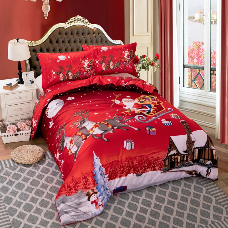 

Santa Claus Bedding Set Merry Christmas Gift For Kids Duvet Cover Queen King Size Comforter Bed Linen