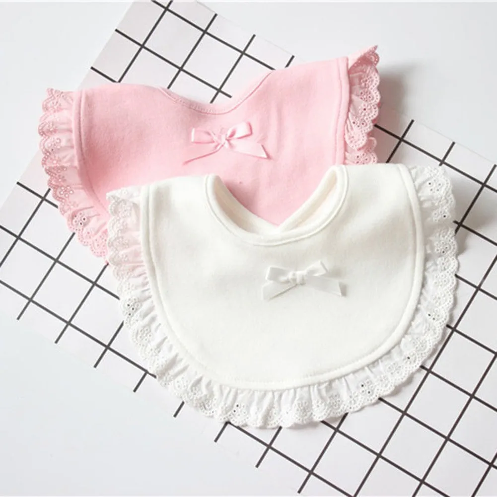 

Newborn Toddler Baby Girls Round Triangle Saliva Towel Kids Feeding Bib