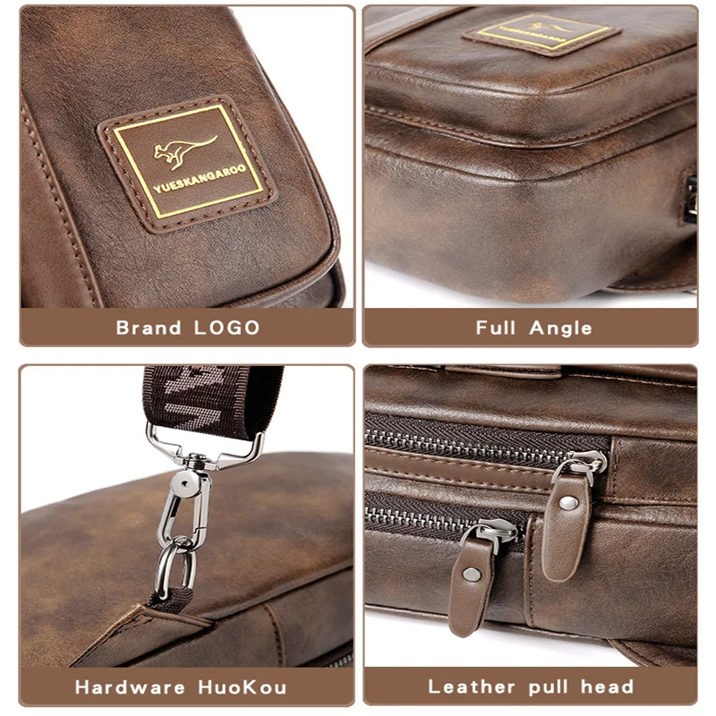 

Brand PU Leather Chest Bag New Men's Messenger Bag Fashion Multi-Layer Large Capacity Back Pack Crossbody Bags For Men Sac Homme