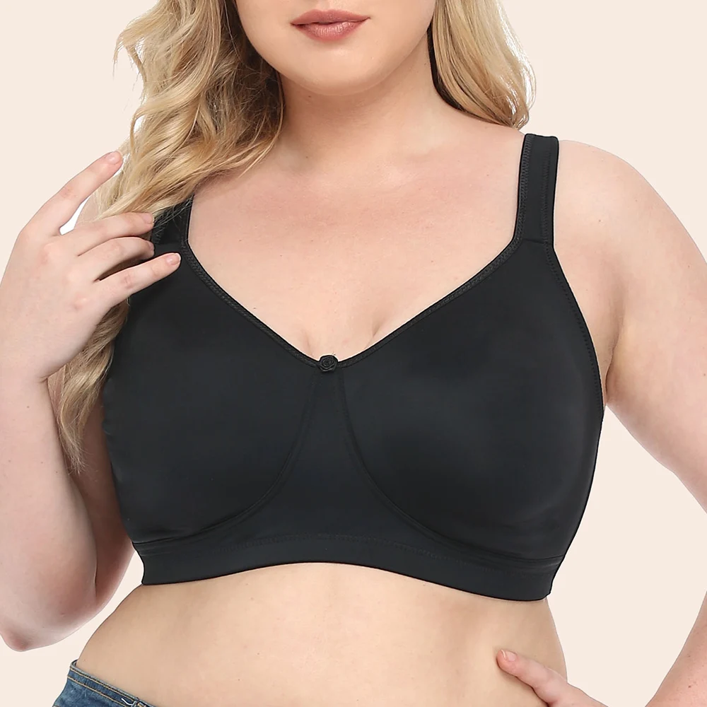 

Черный женский бюстгальтер с большой грудью и полной чашкой без косточек, нижнее белье без подкладки, женский бюстгальтер, сексуальный Брал...