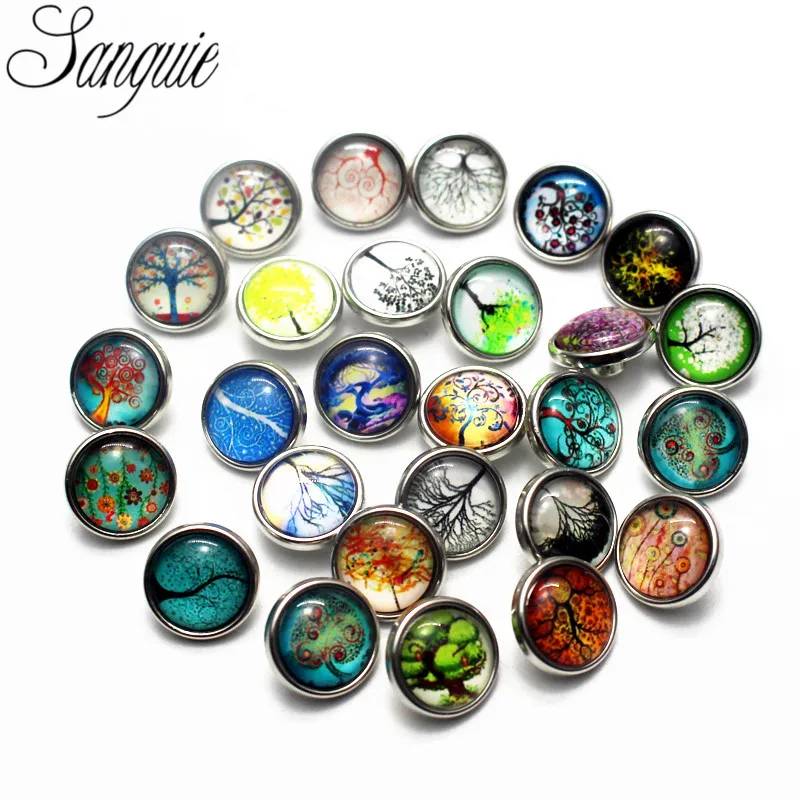 Новинка 12 шт./лот стеклянный браслет мм защелкивающийся древо жизни оснастка