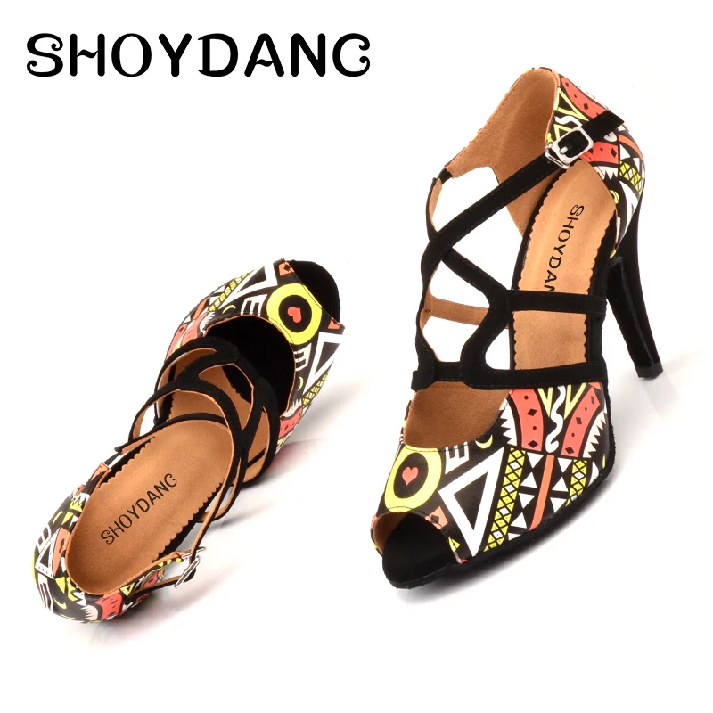 Женские танцевальные туфли из искусственной кожи в африканском стиле 9 см обувь