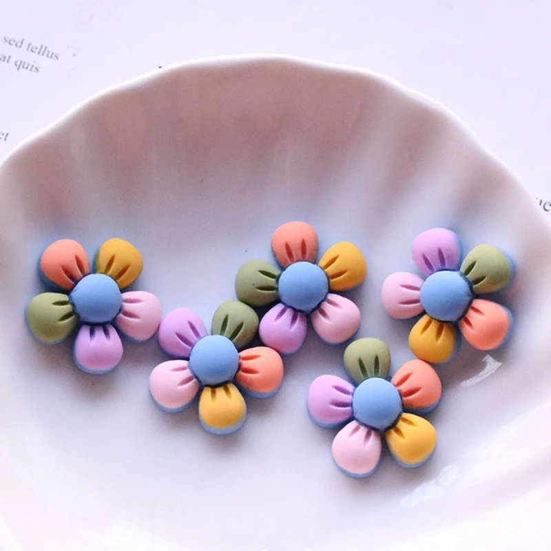 30 шт./лот Матовый Цветок с пятью лепестками полимерное украшение для волос сделай