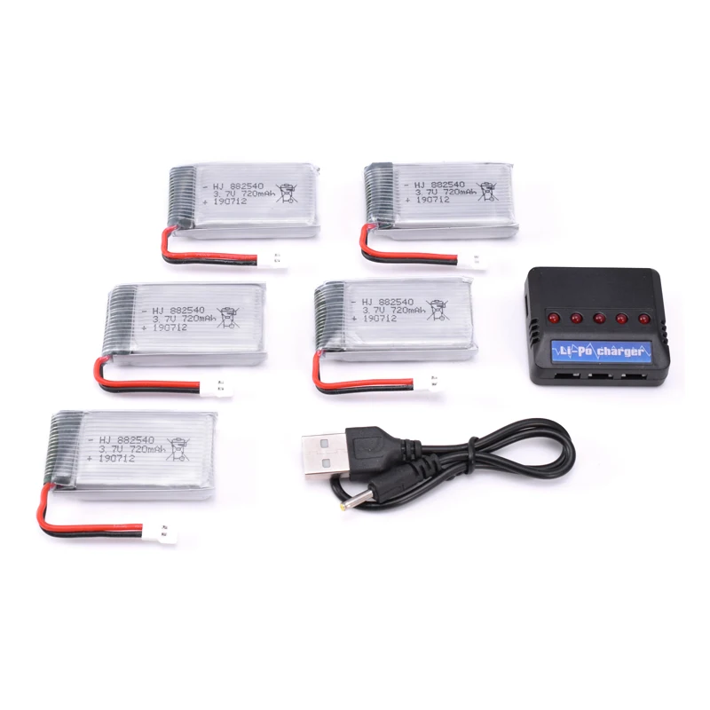 4/5/6 шт. 3,7 V 720mAh литий-полимерный Батарея с Зарядное устройство 802540 для Syma X5C X5SC Skytech M68 MJX X705C яде A8 A9 Feiyue 328 радиоуправляемая модель