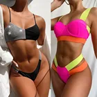 Бикини пуш-ап женское бандо, пикантный бандо, бандажный купальный костюм, Бразильское бикини в стиле пэчворк, купальный костюм, трусики-танга