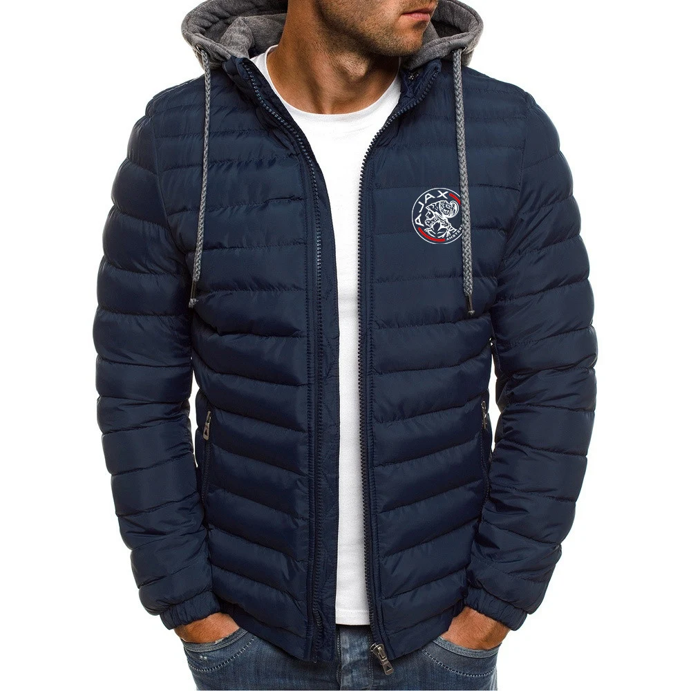 

2020 AJAX LOGO Winter Jacket Men's Hooded Coat Man Warm Coat Men's Thickened Zipper Male Cotton Padded Clothes